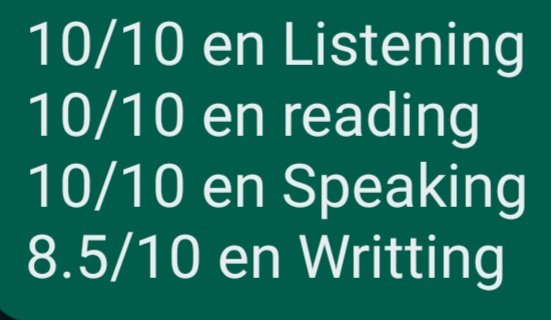 No saben lo orgulloso que me siento al saber que ya domino en un 93% otra lengua certificado por una entidad universitaria en U.S. 

ESL Exam passed and completed, next step new degree🫢