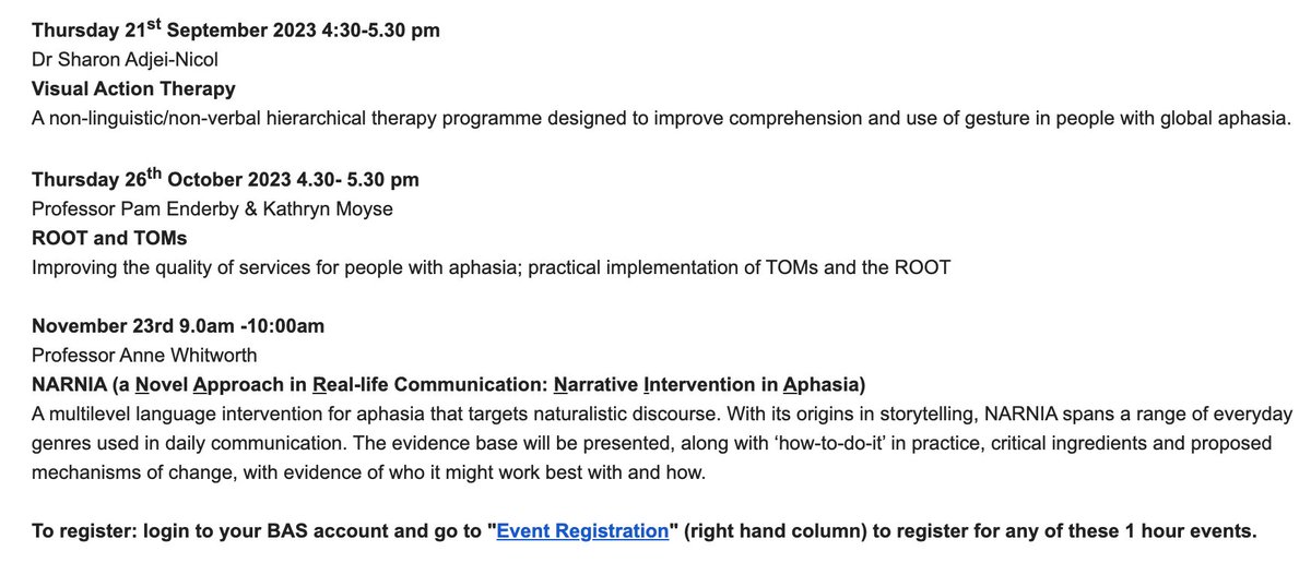 BasAphasia's tweet photo. 🚨BIG NEWS🚨

#BASMasterclass IS BACK!!! 

Due to the phenomenal success of our masterclasses with earlier this year we are launching a NEW SERIES of masterclasses. 
1st up
A FANTASTIC session with Dr. Sharon Adjei-Nicol  @AcquireSLT on practical uses of Visual Action Therapy! https://t.co/DNecvKe6E8