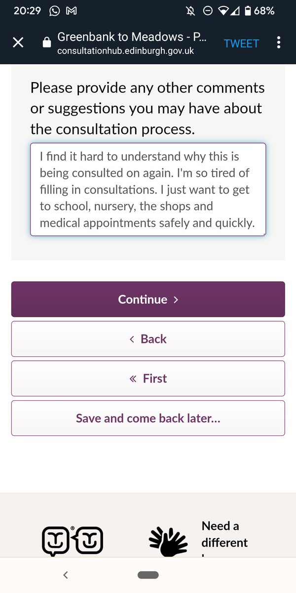Please make decisions in everyone's interest - including kids, who won't fill in this consultation but who live with the effects of high traffic levels every day. We just want to get around this city quickly, breathe clean air and not die in the process. 🙏 More modal filters!