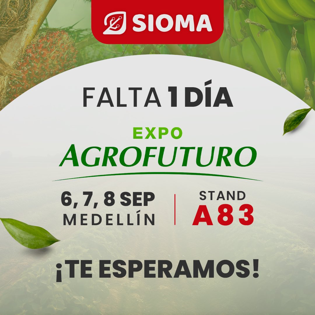 siomapp's tweet photo. Solo queda 1 día para el inicio de #ExpoAgroFuturo y estamos emocionados por formar parte. Únete a nosotros en este evento que reúne a mentes brillantes de la industria agrícola. ¡Esperamos intercambiar ideas, explorar innovaciones y conectar con colegas apasionados!🌱🚀 https://t.co/NJggfpdiS1