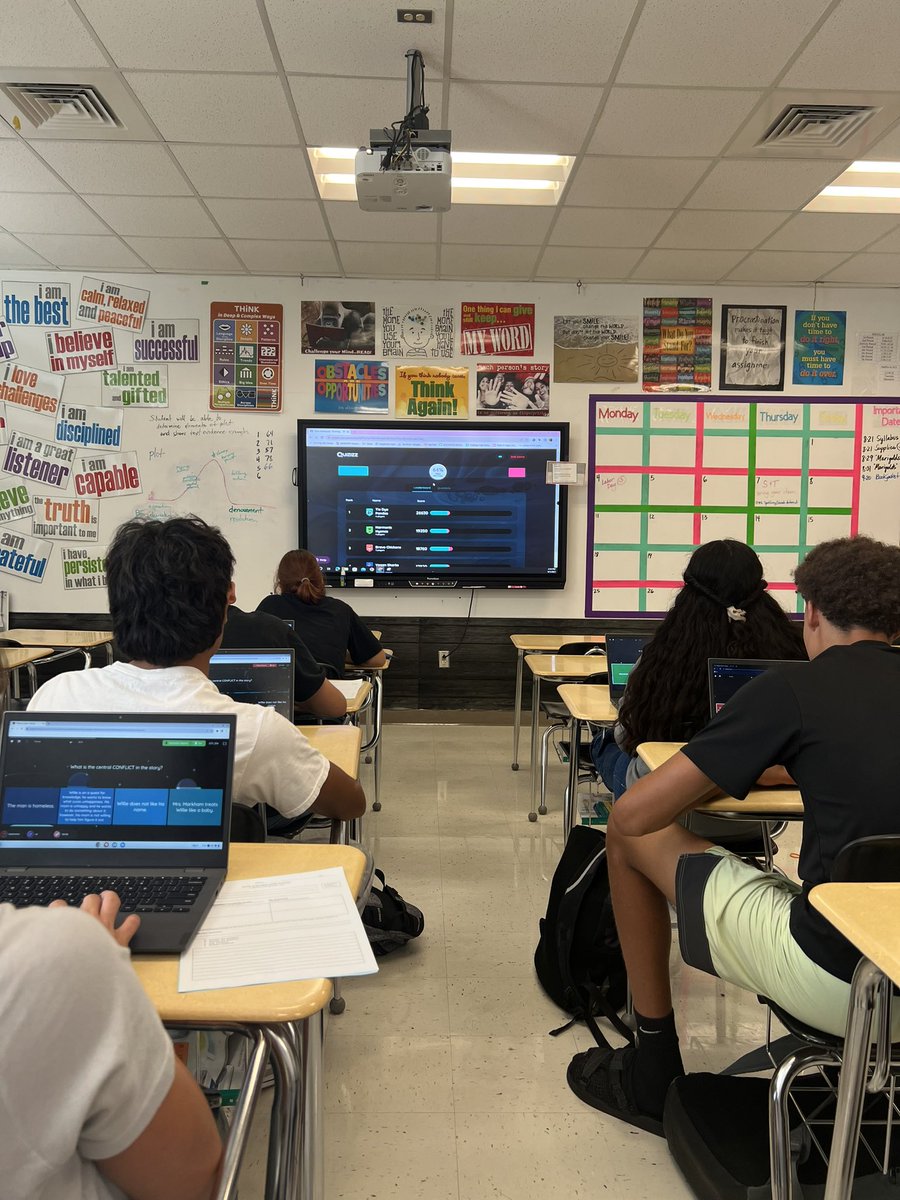Reviewing elements of plot and competing with other classes using Quizizz in Coach Price’s class. #teambravechickens
#teamvegansharks
#buffaloprideisreal
