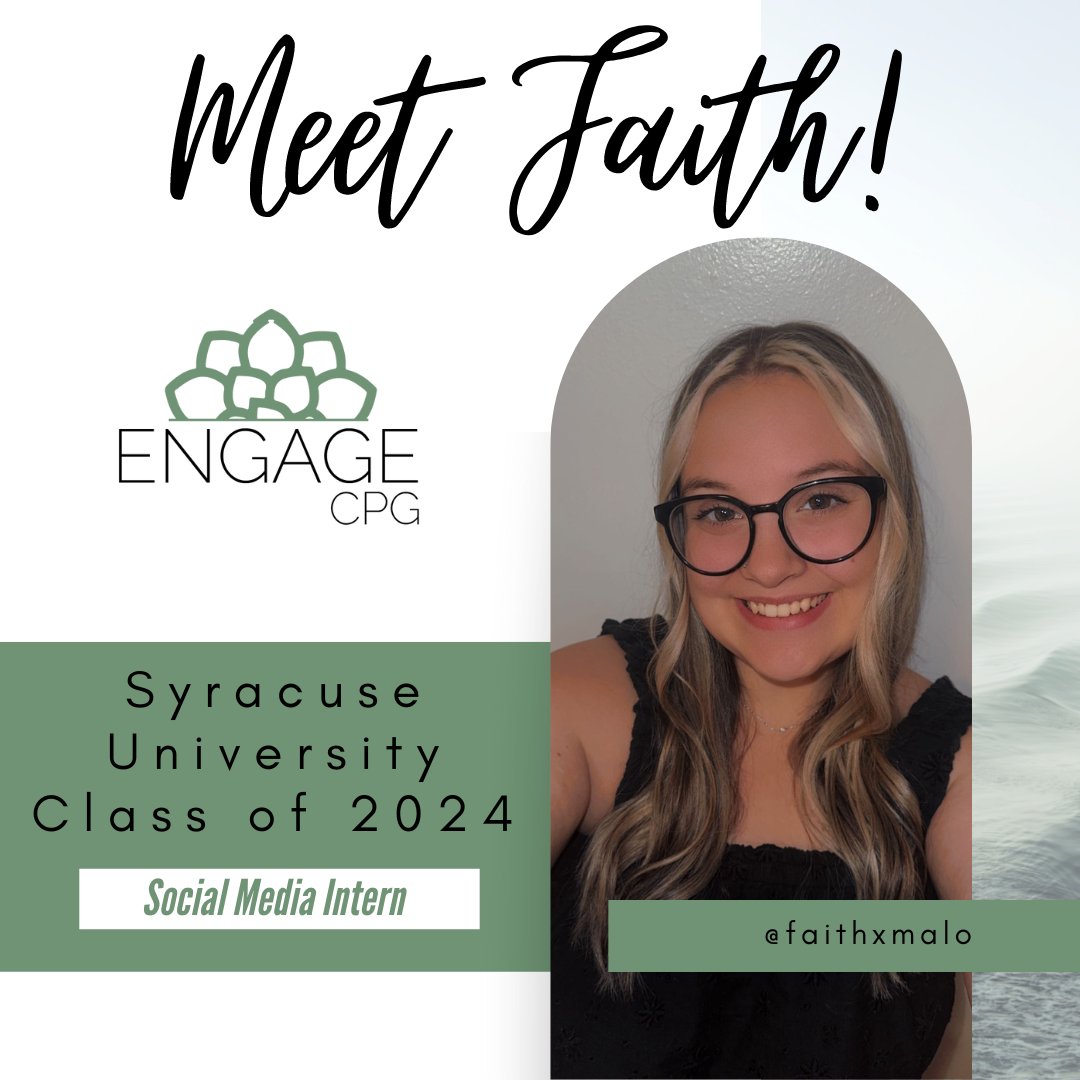 Hi everyone! I'm Faith and I’m a senior at Syracuse University studying Communication and Rhetorical Studies with minors in Marketing and Public Communications! As a social media intern with EngageCPG, I will be sharing graphics on different platforms as well as managing them!