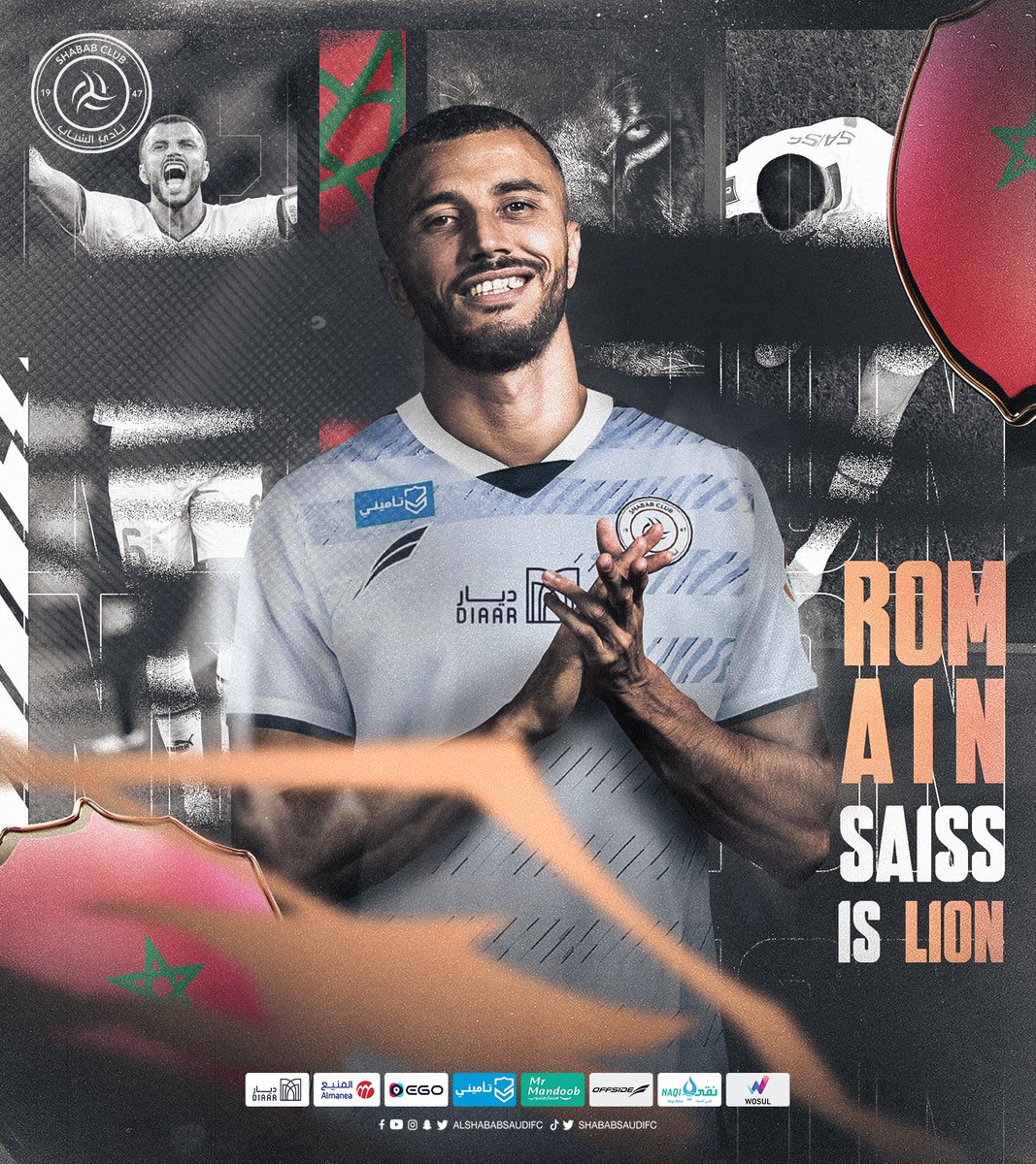 من أسود الأطلس إلى أسود المملكة 🇲🇦 🇸🇦 
رومـان سـايـس شـبـابـي 🦁🤍

#يلا_شباب #سايس_ديالي