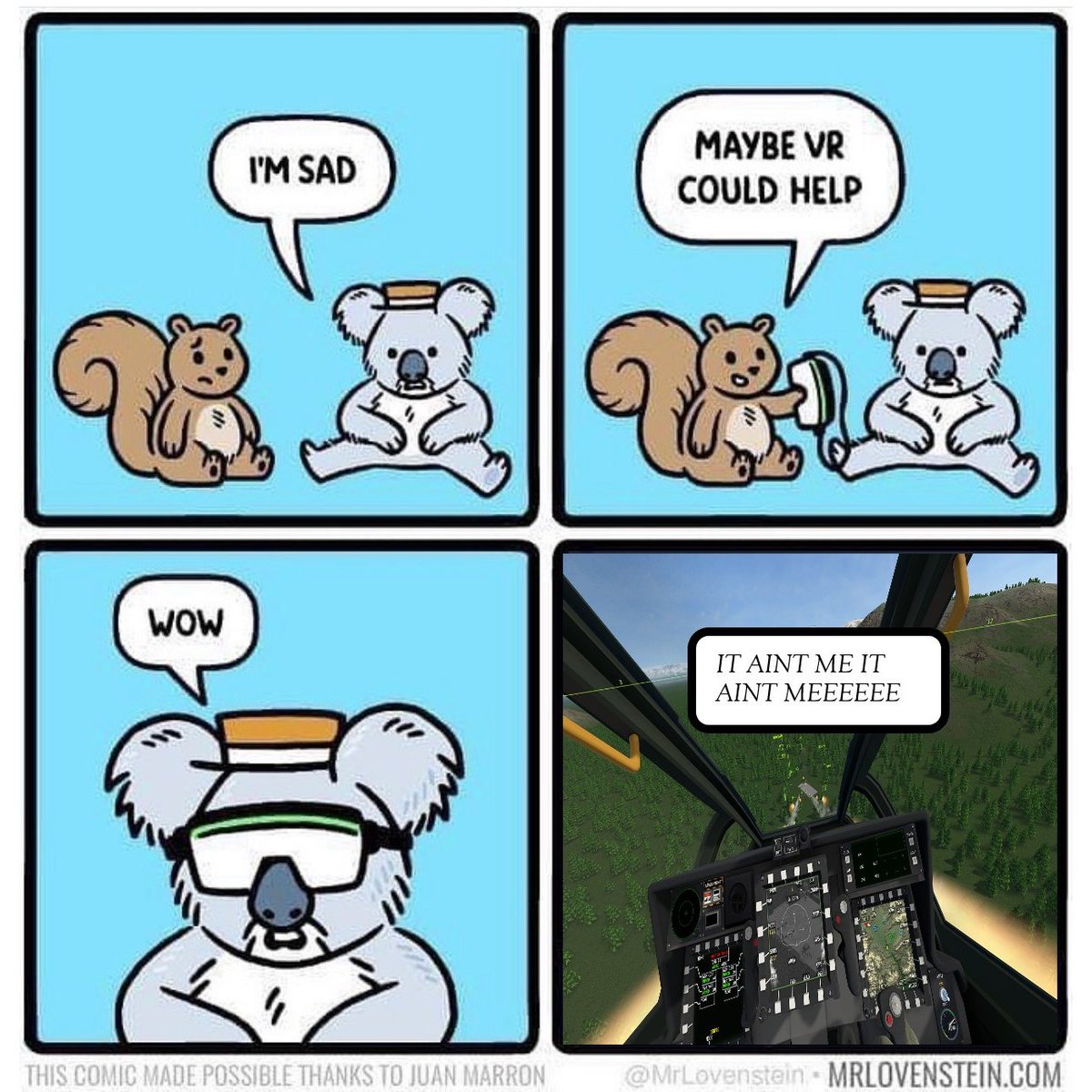 teambrrrt's tweet photo. BRRRT VR-Hypecycle: We're so back.
(Orginal comic @MrLovenstein, Game VTOL @bahamutod ) 

(ERK) https://t.co/cuLNtRd93N