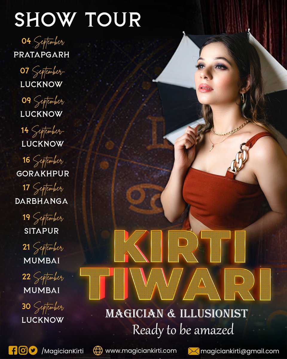 MagicianKirti's tweet photo. #ShowTour Take a Journey Beyond Reality ♠️✨️
.
.
#kirtimagic #kirtimagician #magic #magician #illusionist #event #magicshow #wizard #mindreader #streetmagic #streetmagician #mentalist #magictrick #anchor #emcee #host #cardmagic #playingcards #india #theory #magicart #cardmagic https://t.co/sBwX1JvHZ7