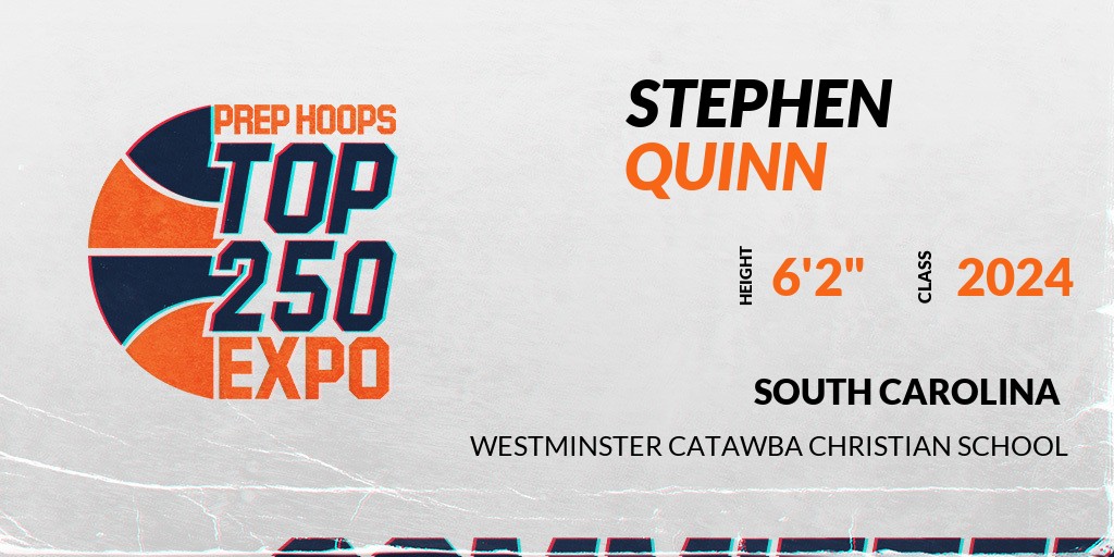 PrepHoopsSC's tweet photo. Welcome Class of 2024 Stephen Quinn (@StephenQuinn11) of Westminster Catawba Christian School HS to the @PrepHoopsSC Showcase @ The City of North Charleston Athletic Center. 

🔥🏀 #PHTop250SC 🏀🔥

Register NOW! 👇  
https://t.co/OKyqRnfJyh https://t.co/dtQCwxTTFb