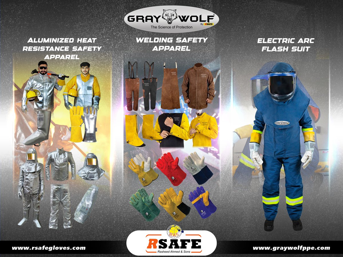 Gray Wolf®️ The science of protection 
GRAYWOLF®️ Aluminized Safety Apparel 
GRAYWOLF®️ Electric Arc Flash suit 30cal, 40Cal, 56cal, 75Cal, and 100cal 
GRAYWOLF®️ Welding Safety Apparel 
GRAYWOLF®️ Cryogenic Suit
#graywolfppe #graywolf #aluminizedsafetyapparel #weldingsafetywesrs