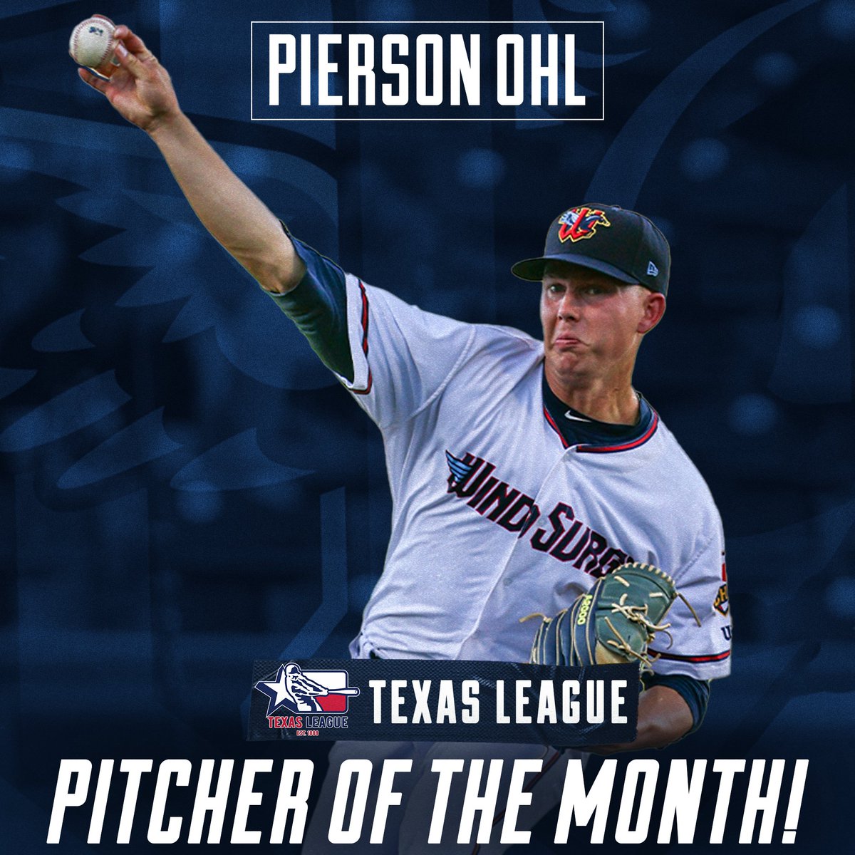 Congratulations to Pierson Ohl on being named Texas League Pitcher of the Month!

Ohl went 5-0 with a 1.17 ERA in five starts. He held opponents to a league-best .179 average as he scattered 19 hits and four earned runs over 30.2 innings. Ohl’s 0.72 WHIP also led the league.