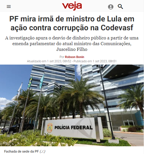 BrazilenDireita's tweet photo. A volta da #CORRUPÇÃO, agora INSTITUCIONALIZADA.

Investigação da #PF mira irmã de ministro de #Lula em ação contra corrupção na #Codevasf.
Desvio de dinheiro público a partir de uma emenda parlamentar do atual ministro das #Comunicações, Juscelino Filho. 
https://t.co/N2wZ7nNqMX https://t.co/hhagrECzvN