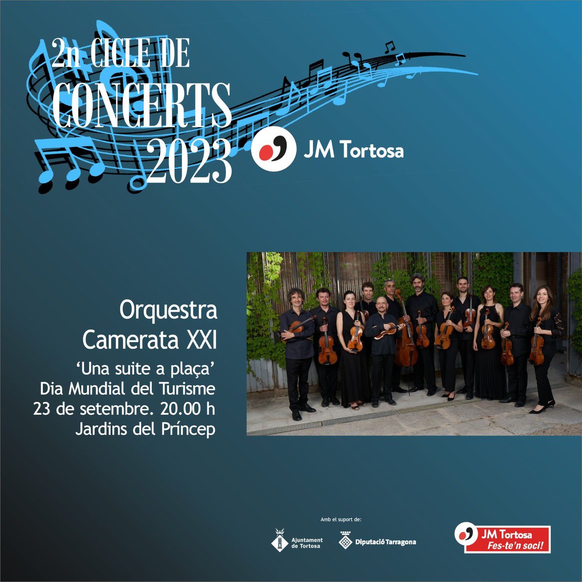 JJMMTortosa's tweet photo. El proper dissabte 23 de setembre, a les 20.00h, teniu una cita als Jardins del Princep de Tortosa amb l’orquestra Camerata XXI. No hi falteu! Entrades a la web: https://t.co/NqXsWlNKXa https://t.co/rTTe7WkCX5