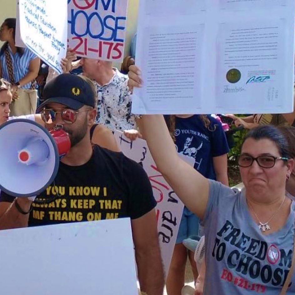 MIAagainstFash's tweet photo. Two years ago Proud Boy leader Enrique Tarrio helped lead far-right protesters in front of the Miami school board @MDCPS over masks. 

Today he will get years in prison for his role in J6 — but the same crowd continues his efforts &amp; now hope to block LGBTQ history month. 

1/🧵 https://t.co/u1F21Lb8lm