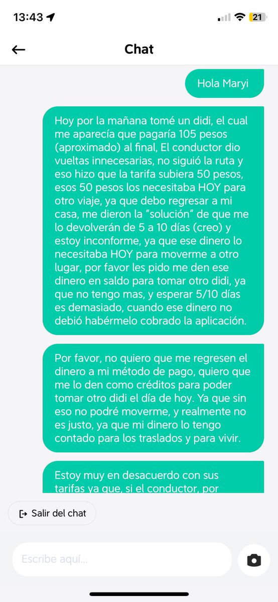 vsLUVA's tweet photo. Ahora yo, debo volver caminando a casa, sin dinero, y muy decepcionado con @DiDi_Mexico (adjunto fotos)

Al final no me devolverán los $57, ni los $50 excedentes sino $35.41 pesos.

¡GRACIAS @DiDi_Mexico! Por una increíble y excelente experiencia al usuario y al cliente. https://t.co/WHcLvQiIPs