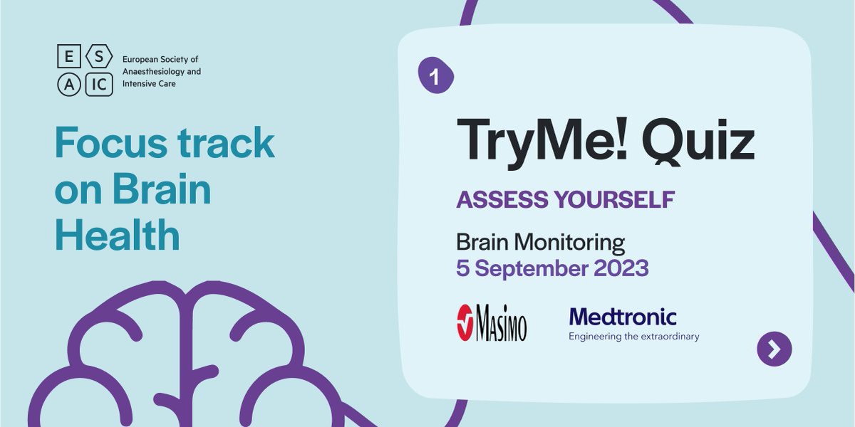 ESAIC_org's tweet image. 🧠 Dive into the ESAIC TryMe Quiz and test your Brain Monitoring expertise! Get instant feedback and pair your learning with our eLearning modules for deeper insights and CME credits. Fun, interactive, and enlightening. Don&apos;t miss out! 🔗hi.switchy.io/GC7j #BrainMonitoring