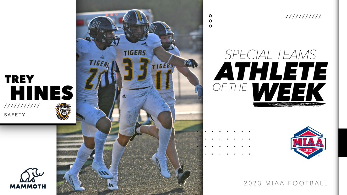 Fort Hays State's Trey Hines blocked a punt that was ran back for a TD to be named week one's MIAA Special Teams Athlete of the Week 👏

📰 bit.ly/3sGW9Pp 
#BringYourAGame