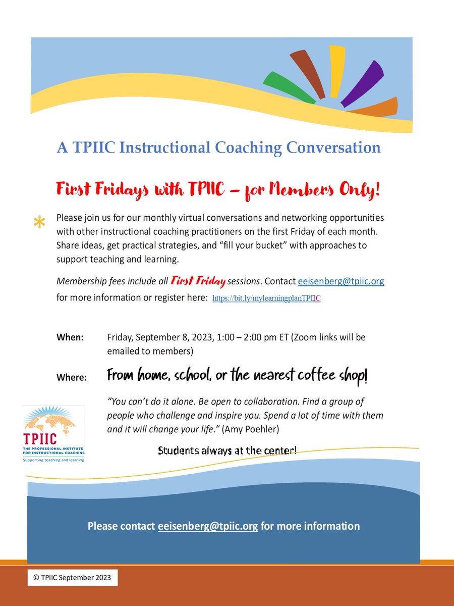Get ready... TPIIC First Friday sessions begin on Friday, September 8, 2023 @ 1:oo pm ET for MEMBERS ONLY!