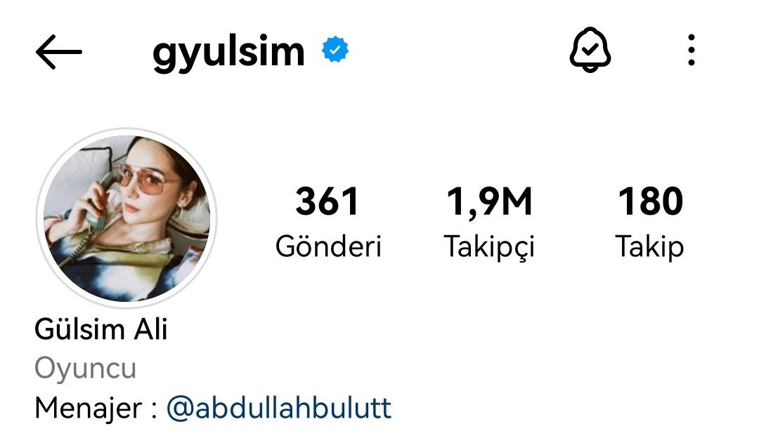 Gülsim Ali’nin yeni menajeri Abdullah Bulut olmuş. Hayırlı olsun iki taraf için de.🙏🏻