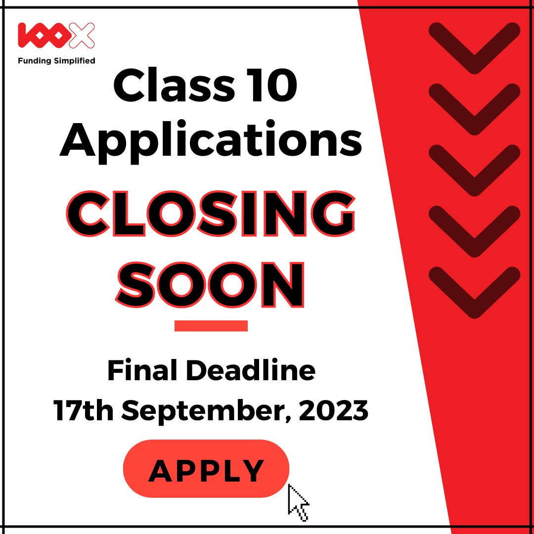 Unleash Your Potential: Here's your chance to embark on an extraordinary entrepreneurial journey by applying to Class 10 and securing an initial cheque of INR 1.25 Crore. Final Deadline: 17th September, 2023. Apply now : 100x.vc/class10 #startups #founders #ApplyNow
