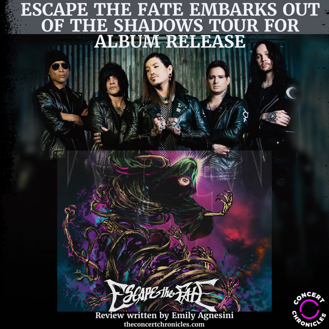 concertchron's tweet photo. Escape the Fate Embarks “Out of the Shadows” Tour for the release of their new album “Out of the Shadows” Full review written by co owner Emily Agnesini

Review can be seen here 
https://t.co/cYpdhhxH5M https://t.co/IBYTLSyIUY