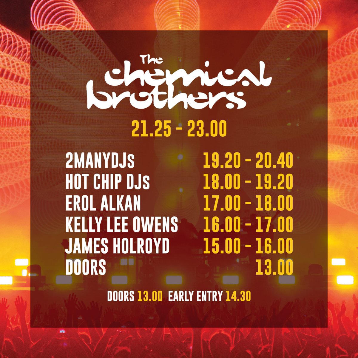 Hold tight Cardiff! @ChemBros will be live at Alexandra Head, Cardiff Bay (@bay_series) on Saturday! With special guest djs @2ManyDJs, @Hot_Chip, @erolalkan, @kellyleeowens & James Holroyd! 🚀🌞🤖 🎧 🎟️bayseries.co.uk/show/the-chemi… #chemicalbrotherslive #ForThatBeautifulFeeling