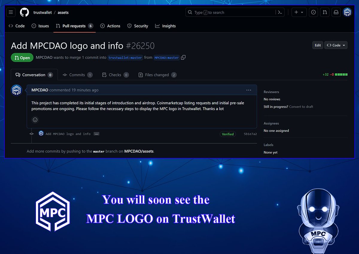 The process of inserting the MPC logo in Trust Wallet has started.