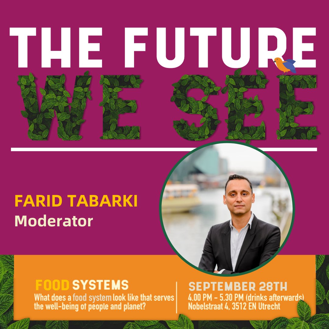🔆 We are very happy to announce our new moderator @FaridTabarki! He is the founder of #StudioZeitgeist, keynote speaker and author, among others. 

Farid will host our next session of #TheFutureWeSee, about #Food Systems.

🥬 Get your tickets here! …uturewesee-foodsystems.eventbrite.com