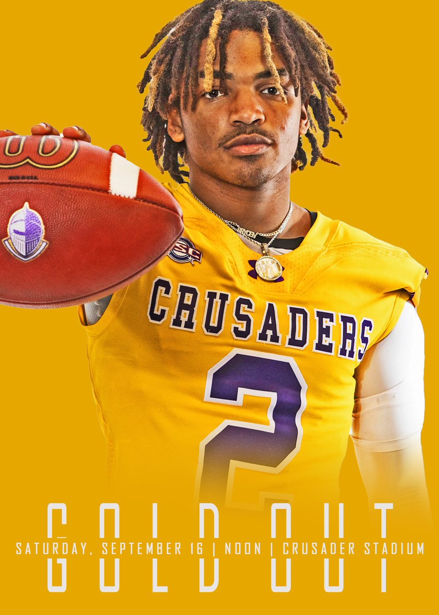 CruFootball's tweet photo. 🟡 G O L D  O U T 🟡

🏈 | vs. UW-Whitewater
🏟 | Crusader Stadium
🗓 | September 16
⏰ | Noon

#gocru https://t.co/jNN4TnURip