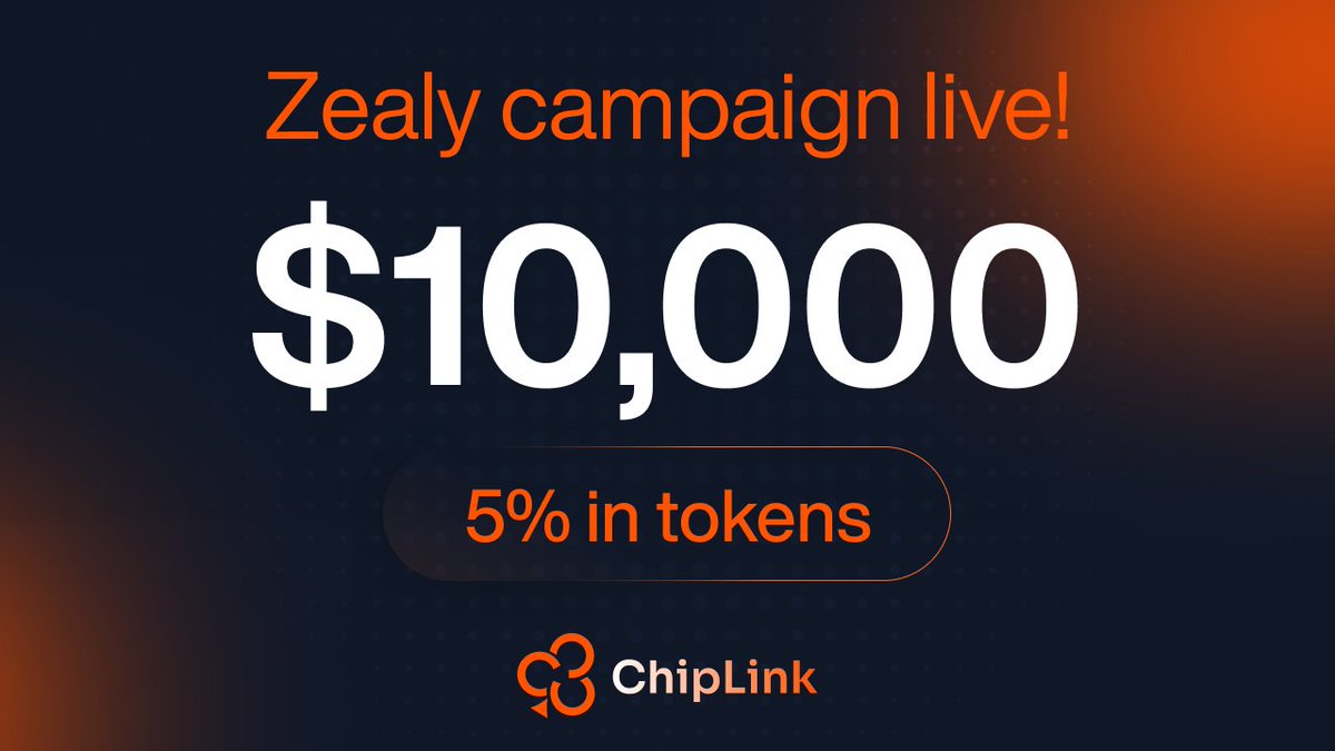 ⏳Our company on Zealy is up and running, right now you can participate in the 5% token drop (equivalent to $10,000), go to Zealy and start completing tasks 😉

🔗 Link to Zealy
zealy.io/c/chiplink

#ChipLink #Crypto #Ethereum $ETH $CL