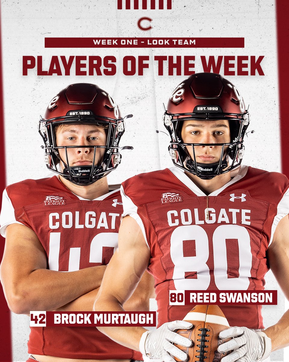 ColgateFB's tweet photo. We'd like to give Brock Murtaugh and Reed Swanson a shoutout for being our Look Team Players of the Week‼️

#GoGate | #ThreeForTheGate https://t.co/e4tDgNuGy3