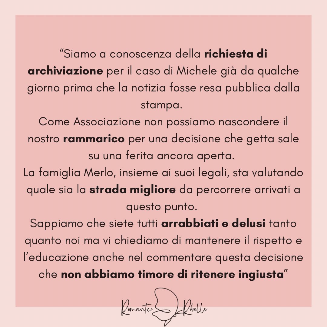 La nostra posizione sulla richiesta di archiviazione per la morte di #michelemerlo