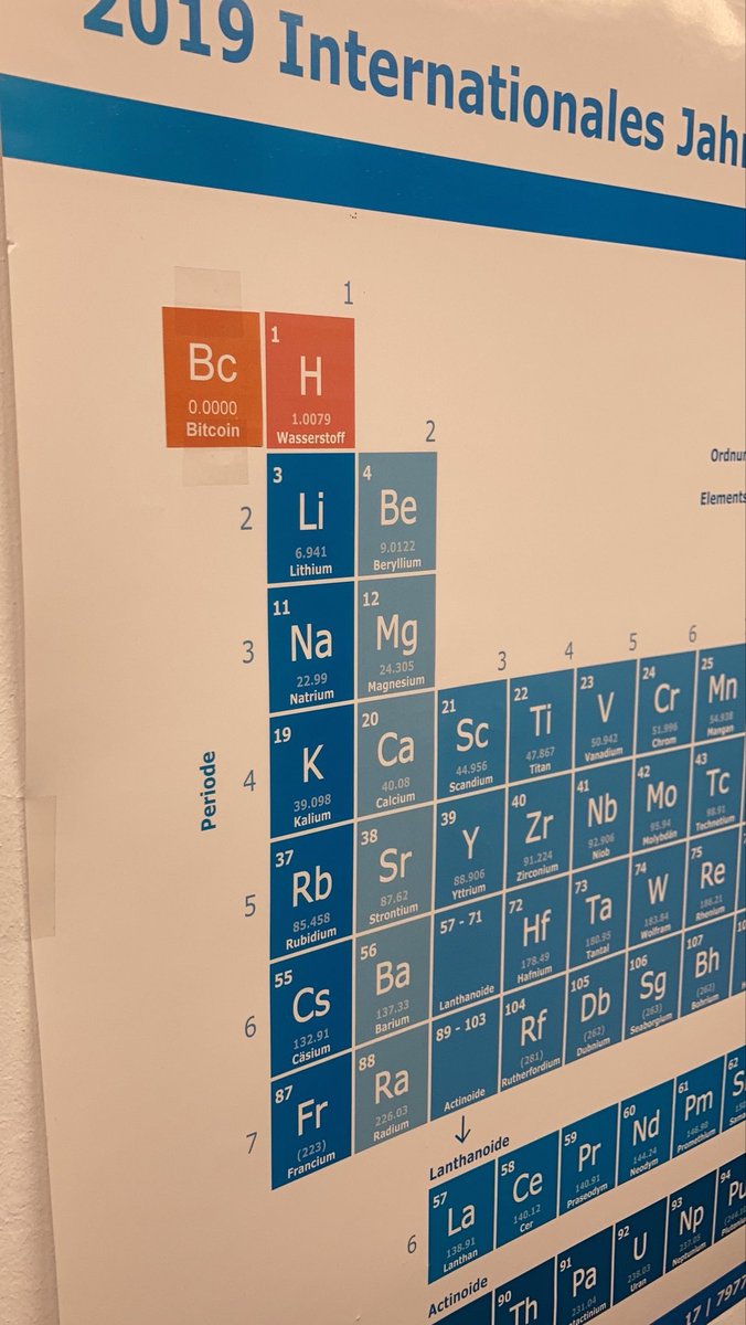 NEEDcreations's tweet photo. The Chemistry teacher at my high school let me update his periodic table #bitcoin #elementzero https://t.co/nskSc8PAGH