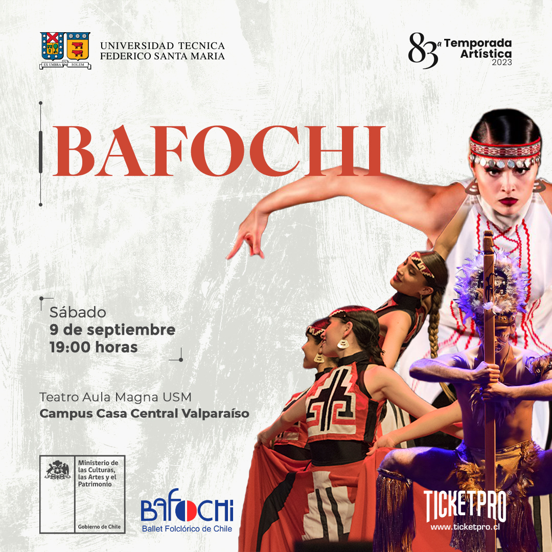 La belleza de la danza nacional llega con <a href="/BAFOCHI/">Ballet Folclorico</a>  al Teatro Aula Magna USM 🇨🇱shorturl.at/kxD69

Compra tus entradas en @TicketproChile 🎟️
