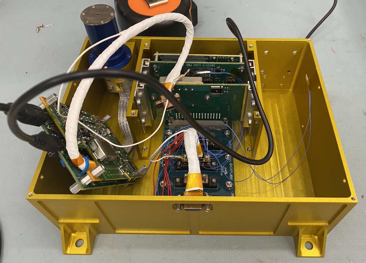 CubIXSS's tweet photo. Doing surgery on an X-ray spectrometer today. This is to help out the PUNCH STEAM student instrument, but three of these spectrometers will fly as part of the SASS instrument suite on CubIXSS! (The spectrometer is on the left in the picture.) https://t.co/GylR0E0f2r