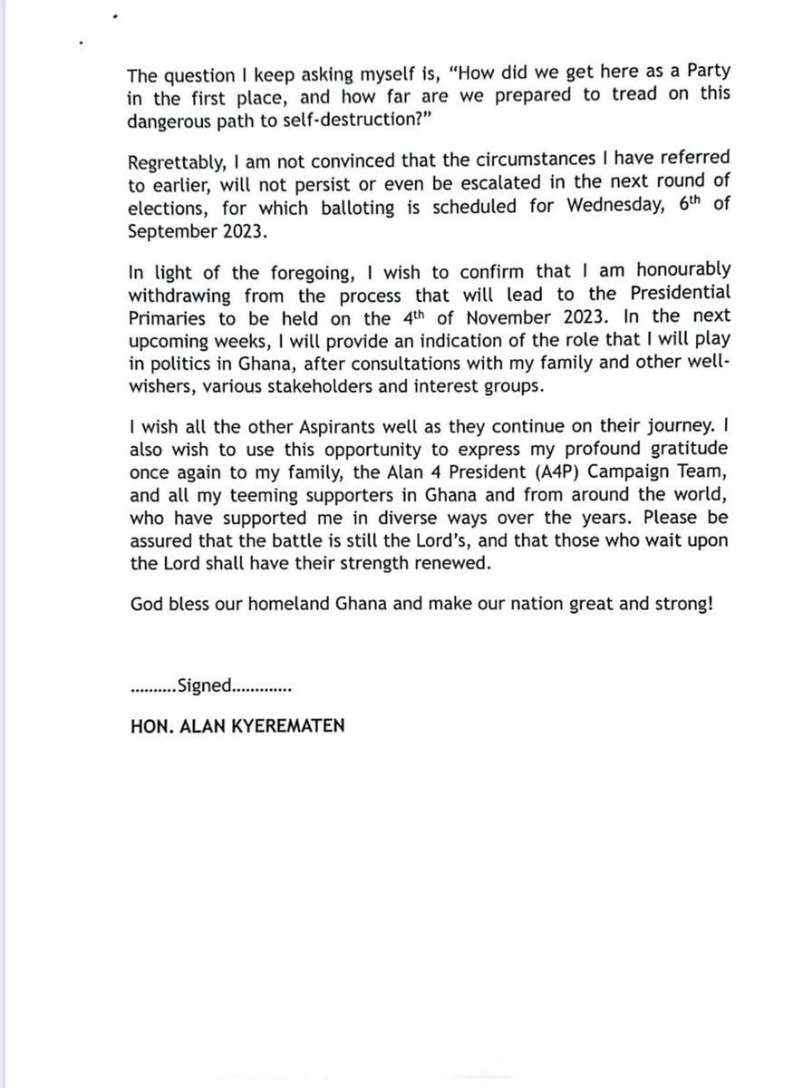 Everydaynewsgh's tweet photo. Alan Kyerematen on withdrawing from
The NPP Flagbearership Race
Kennedy Agyapong / Bawumia / Cristiano Ronaldo / Lionel Messi / Portugal / Argentina/ New Patriotic Party / Goaso Krontiene / Zendaya / Eddie NKETIAH / Showdown/
#ECOWASIsWorking / Golden Boy / Falz / Cecilia Dapaah / Lampard/ Peter Obi