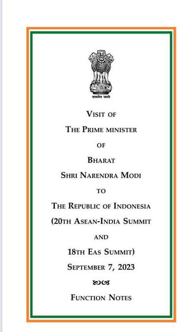 TheGlobal_Index's tweet photo. BREAKING: 🇮🇳 India's Narendra Modi titled as the 'Prime Minister of Bharat' instead of 'Prime Minister of India'. https://t.co/F3RrldBAtW