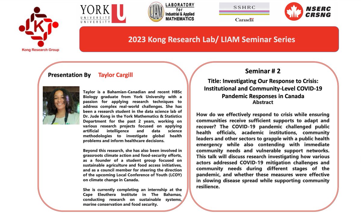 Super excited and looking forward to my summer undergraduate students' presentations. Please come and join us at the LIAM Conference Room (Kinsmen Building - Room 277) from 2:00- 4:30 PM. We are grateful to <a href="/NSERC_CRSNG/">NSERC / CRSNG</a> &amp; <a href="/SSHRC_CRSH/">SSHRC</a> for supporting them in doing this great work.