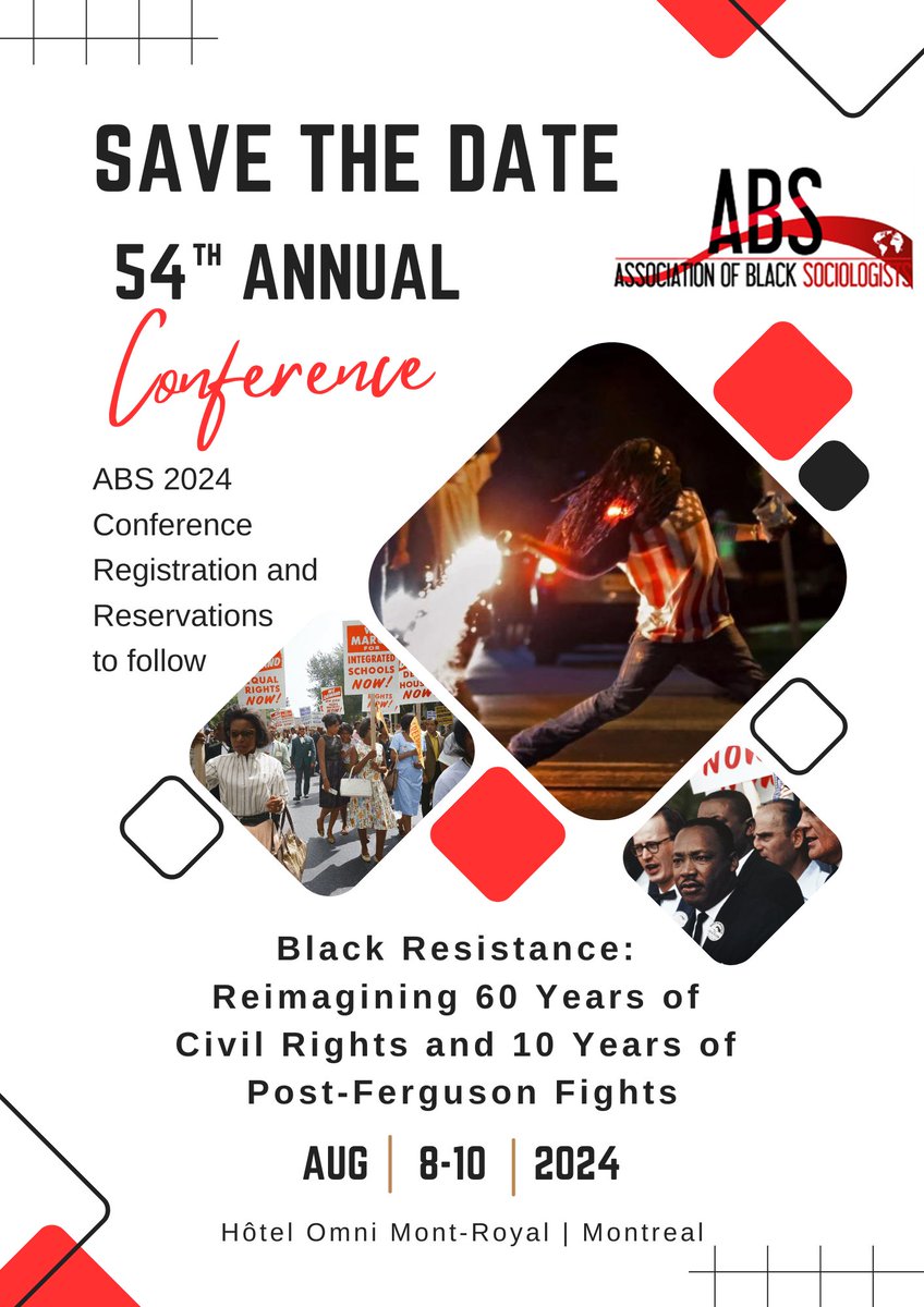 Please save the date for our 54th Annual Conference. You're not going to want to miss this! #ABSoc2024 #BlackInSoc #SocAF