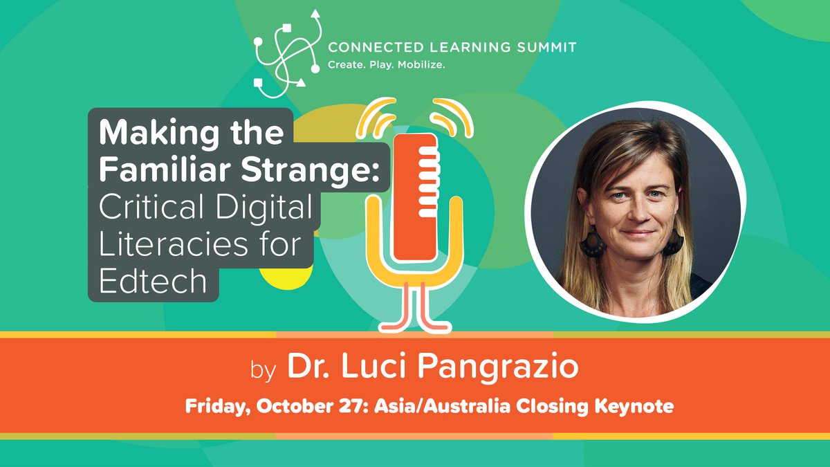 We’re so excited to announce the keynotes for CLS2023! ✨Friday, October 27: Asia/Australia Closing Keynote with Dr. Luci Pangrazio (@lucipangrazio): Making the Familiar Strange: Critical Digital Literacies for Edtech connectedlearning.news/cla083023 #CLSummit2023 #DigitalLiteracy