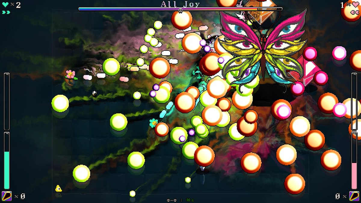 we released DEAD PETALS BLISS on Windows as freeware, a frantic randomly generated twin-stick shmup i made with <a href="/hello_maybell/">Trololol</a>. it's the result of months and months of non-stop work. i think we'll keep going with it but rn we need to take a breather! 🥲 bandaloo.itch.io/dead-petals-bl…