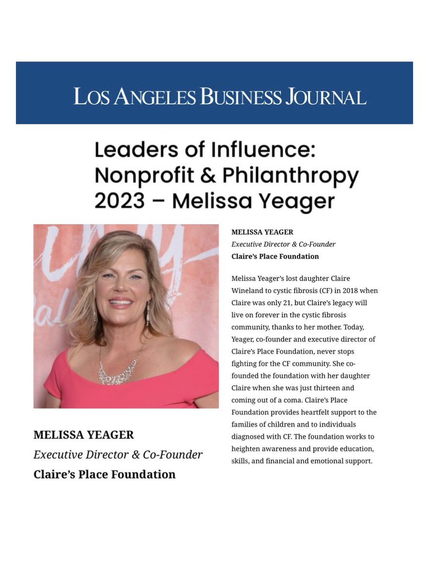 clairewineland's tweet photo. Our very own Melissa Yeager was featured as an @LABusinessJournal “Leaders of Influence: Nonprofit & Philanthropy 2023”💜
https://t.co/sXHhTQVmOy
#LeadersOfInfluence
#labusinessjournal https://t.co/TuHXUFD3Mz