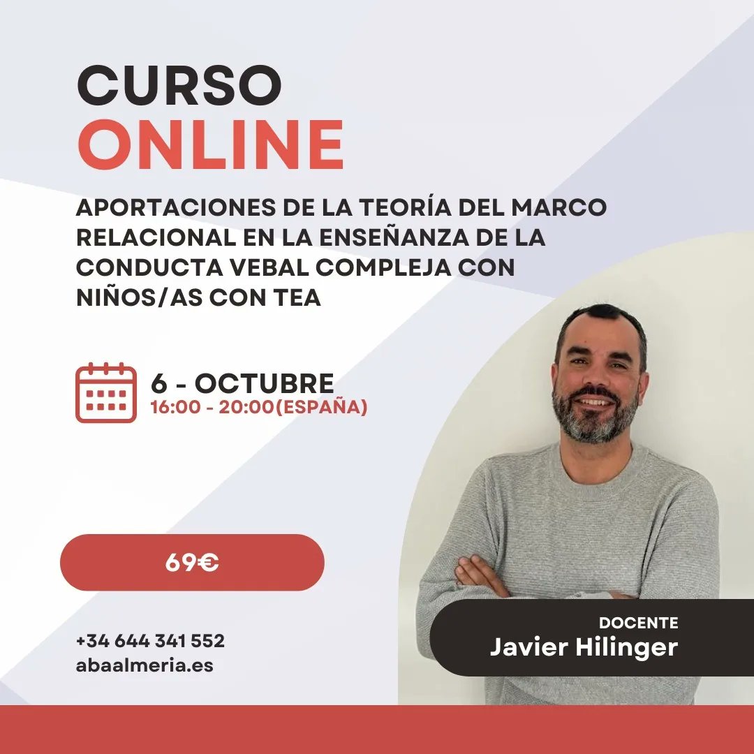 EurekaPsi's tweet photo. Nueva edición del curso online «Aportaciones de la TMR en la enseñanza de la conducta verbal compleja con niños/as con TEA».
https://t.co/B41jofNQkF https://t.co/3ahXLxW0Tz
