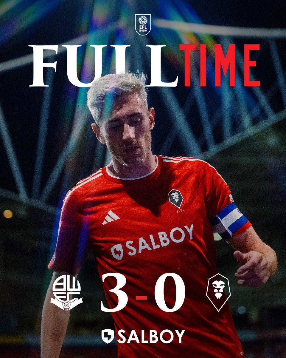 SalfordCityFC's tweet photo. FT - The Ammies are beaten in Bolton.

[3-0] #BOLSAL || @salboyltd https://t.co/pObl3UkFv6