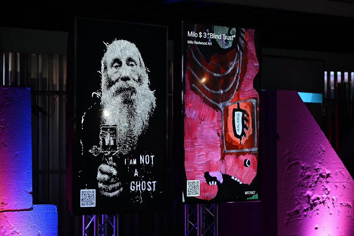 ArtifactDotArt's tweet photo. The artworks by an illustrator, mixed media artist and tattooer Achilleas @achilleasgi was part of #NFT exhibition of @artifatDotArt collection in Primer'23 music festival in Greece. His work is available for collecting: 🖼️ https://t.co/XXeESCZ36c https://t.co/xoybgjjLVI