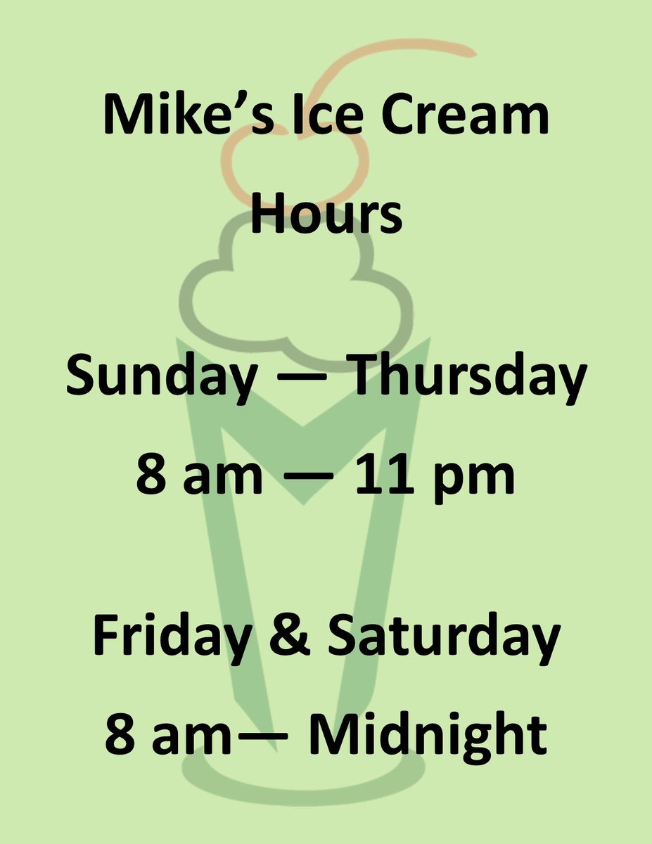 Hi!  Mike’s Ice Cream is going back to Winter hours.  We hope you get to enjoy the last few weeks of Summer.  As always, we would love to see you!  #nashville #icecream #coffee #summer