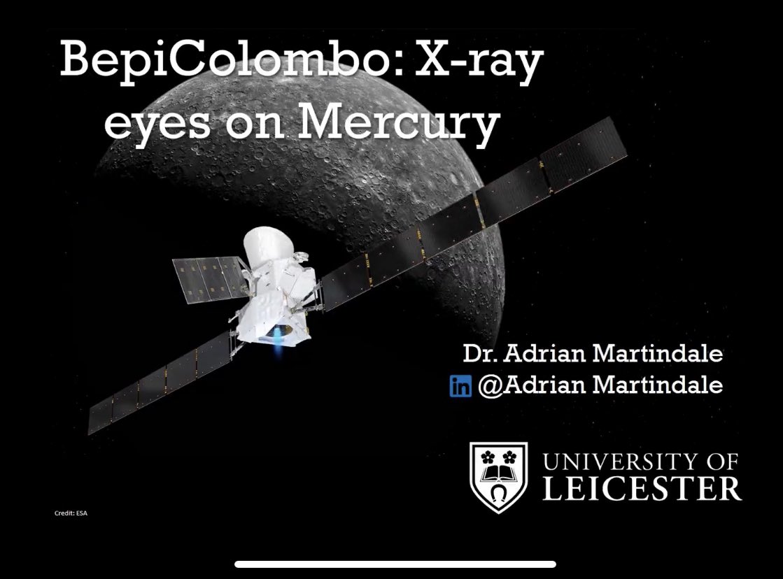 Join us on Thursday evening for our September meeting. 

Our speaker is Dr Adrian Martindale from <a href="/uniofleicester/">University of Leicester</a> who is giving a talk on <a href="/BepiColombo/">BepiColombo</a> X-ray eyes on Mercury

Venue: <a href="/emmanuelnotts/">Nottingham Emmanuel</a> 
Date: September 7th
Time: 7:45pm
Refreshments Available from 7:15pm
Visitors: £3