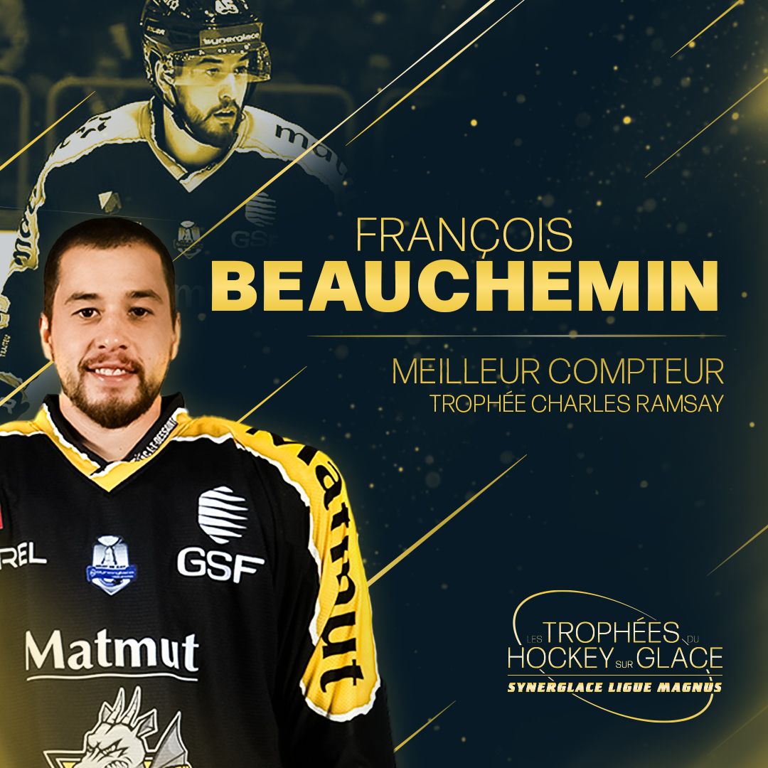 🏆 𝙏𝙧𝙤𝙥𝙝𝙚́𝙚𝙨 𝙎𝙮𝙣𝙚𝙧𝙜𝙡𝙖𝙘𝙚 𝙇𝙞𝙜𝙪𝙚 𝙈𝙖𝙜𝙣𝙪𝙨 𝟐𝟐/𝟐𝟑 🏆

Le trophée Charles Ramsay (Meillleur compteur) est attribué à 𝗙𝗿𝗮𝗻𝗰̧𝗼𝗶𝘀 𝗕𝗘𝗔𝗨𝗖𝗛𝗘𝗠𝗜𝗡 des <a href="/DragonsdeRouen/">Dragons de Rouen</a> ✨

Son deuxième trophée de la soirée ⭐️⭐️

#TropheesSLM