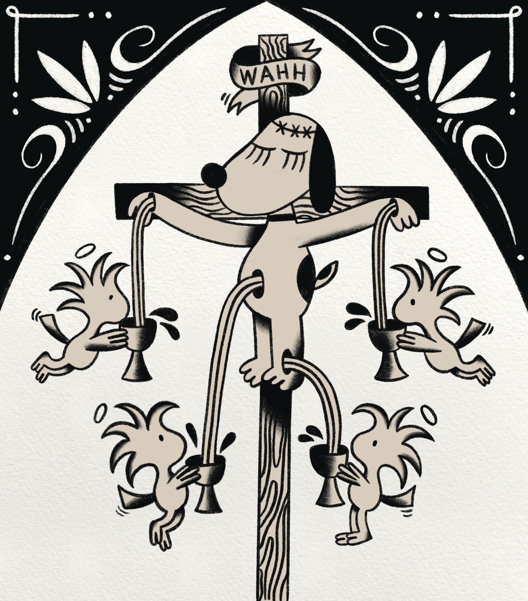 firelorddani's tweet photo. had a blast drawing yet another piece depicting snoopy as jesus 
he is my god 🙏🙏🙏 https://t.co/2tUgawTqac