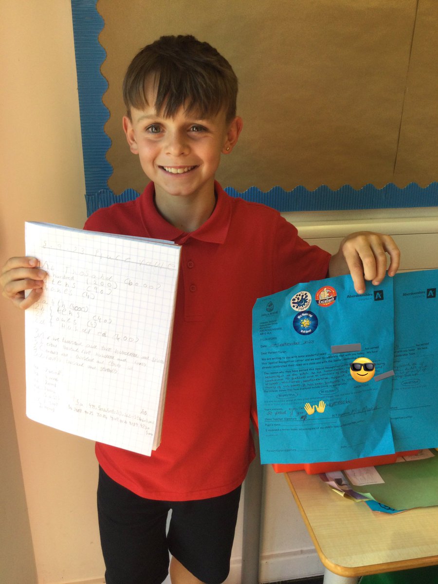 SchoolHillside1's tweet photo. We had double celebrations today as this wonderful #P6LHillside pupil got not only one but two blue letters! We are sure that this is a very first for #TeamHillside! A respectful and resilient pupil in the playground who has been a role model for others & great support to PSAs…. https://t.co/ruTCfgVZqB