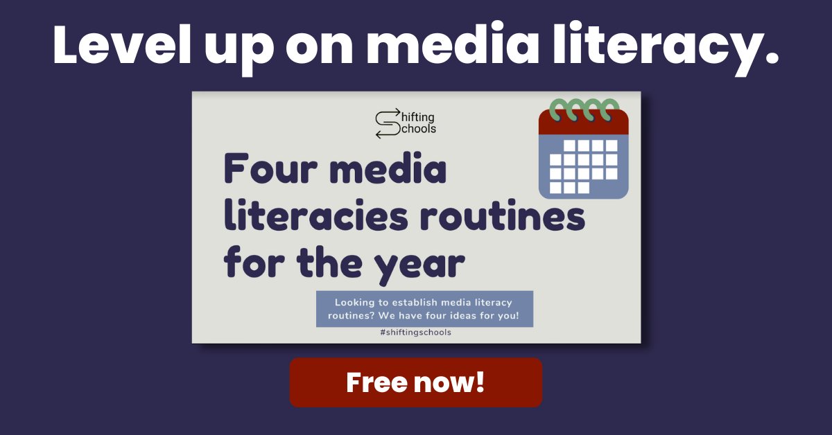 Our free guide sets you up with four routines to help your students level up and become more informed consumers and creators of media. Ready to get our free guide? 🔗shiftingschools.lpages.co/four-media-lit… #medialiteracy