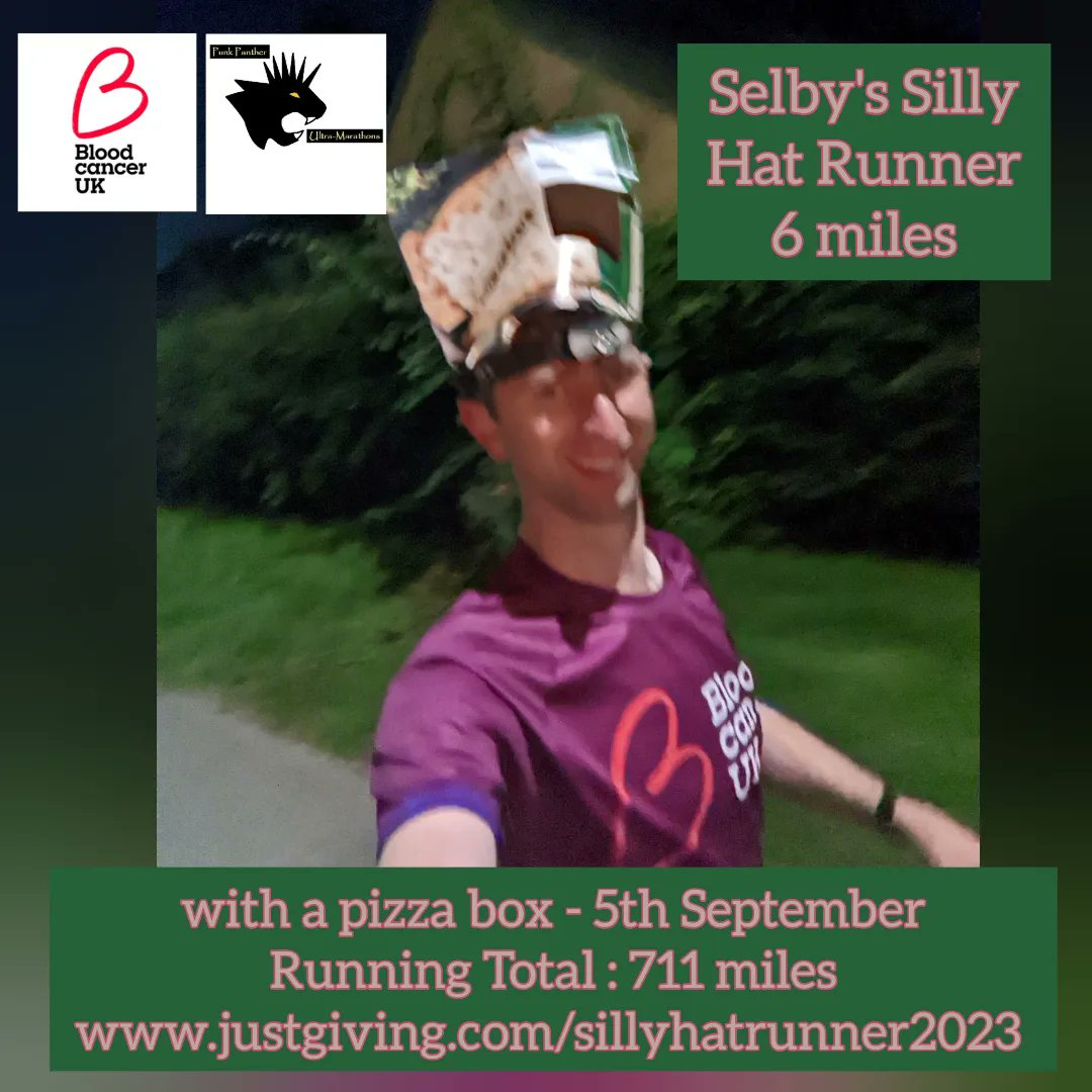 sillyhatrunner's tweet photo. First super early run for a while, hence the blurry photos.  Today is #nationalcheesepizzaday 
Plus photos from #skyscraper day which I completely forgot to post on Sunday. 🙈
#running in #silly #hats for @bloodcancer_uk 
https://t.co/d5N84x3f4M
#charity  #fundraising #donate https://t.co/3qe7hUou8Z