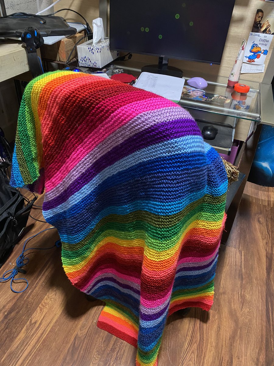 Taking some time for myself. When not writing, I knit.